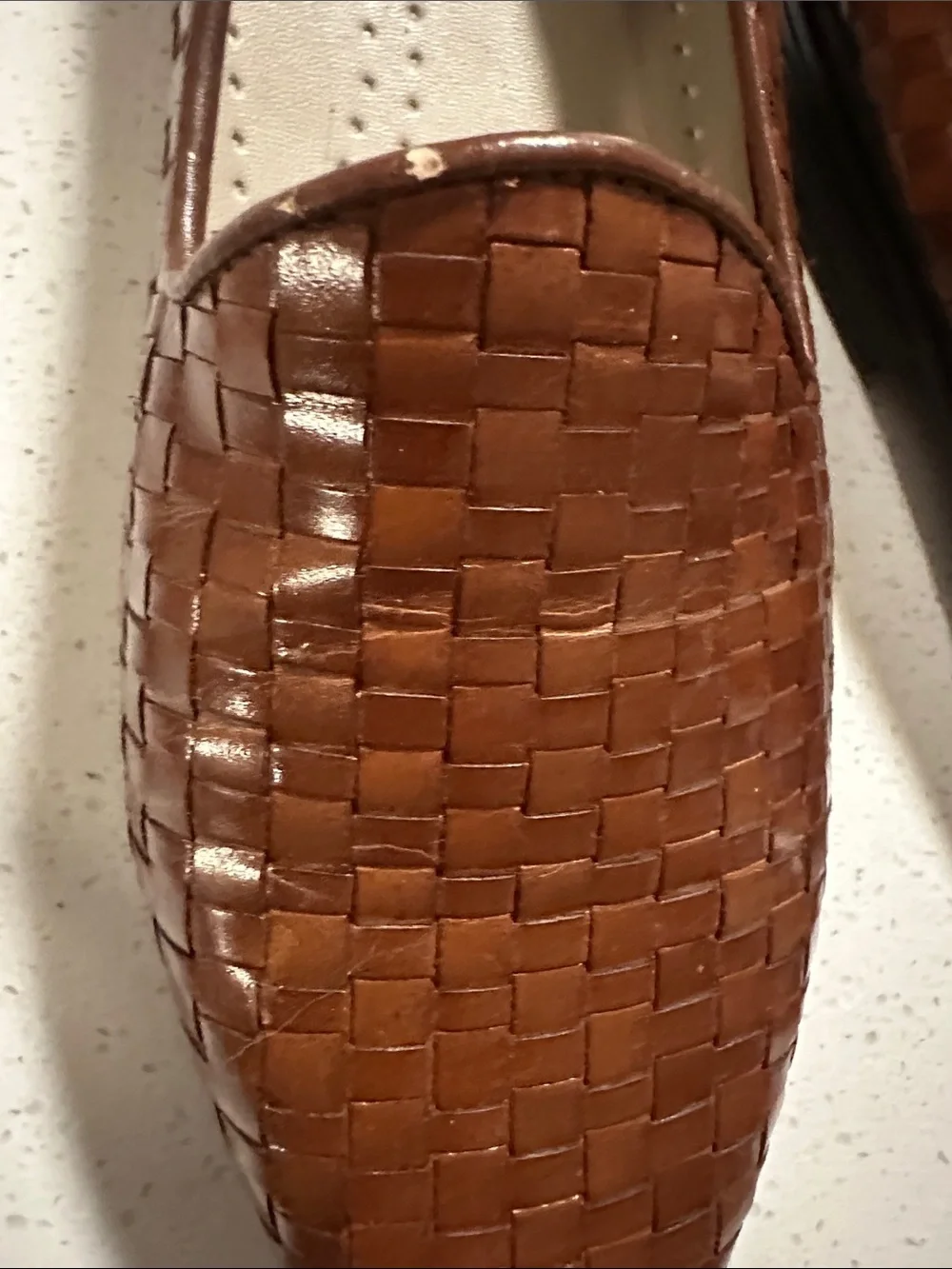 Trotters Cognac Woven Leather Slip-On Loafers